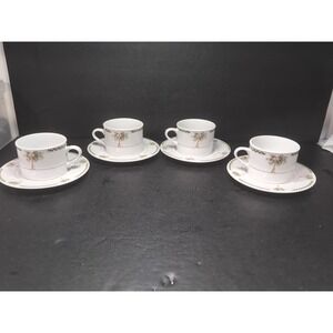 Gibson Everyday‎ Bahama Coffee Cup & Saucer Set, Palm Tree Design, Set of 4